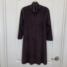 James Perse Mock Neck Dress Deep Gray Velvety Swingy A-line Minimalist Mini 3 L