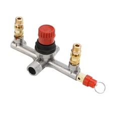 Air Compressor Pressure Valve Switch Manifold Control Gauges Tool Aluminum 1x