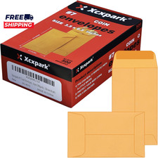 500 PCS 7 Coin Envelopes 3.5 X 6.5 Inches Brown Kraft Envelopes Classic Small P