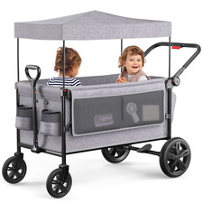 KIDS STROLLER WAGONS All-Terrain Toddlers with Canopy, Adjustable Handlebar