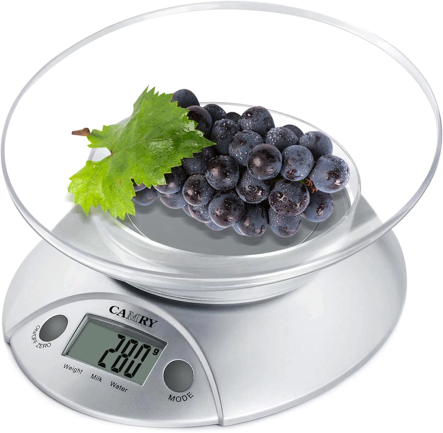 CAMRY Digital Kitchen Scales with Bowl 22,2 x 17,5 x 5,6 cm, silver