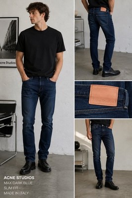 Acne Studios Max Dark Blue Men s Slim Stretch Jeans Made Italy 33x30 Classic