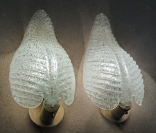  Coppia appliques a foglia, murano "rugiada" anni 50