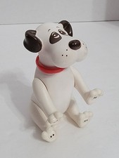 Vintage 80's Pound Puppies White Brown Spot Dog Poseable Figure Tonka