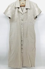 VTG Tickets Clothing Tan Embroidered Button Shirt Dress Sz 10 Safari HH46