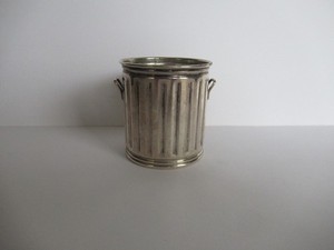 Sterling Silver Trash Can Toothpick, Match, Cigarette Holder "Free Shipping"