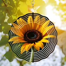 Vibrant Metal Hanging Wind Spinners with Ripple Pattern Design 