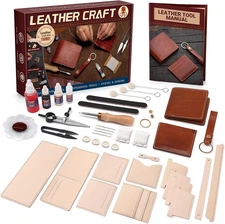 CBHGFEA 51-Piece Leather Working Kit: CBHGFEA Craft Tools Set with Edge Beveler 
