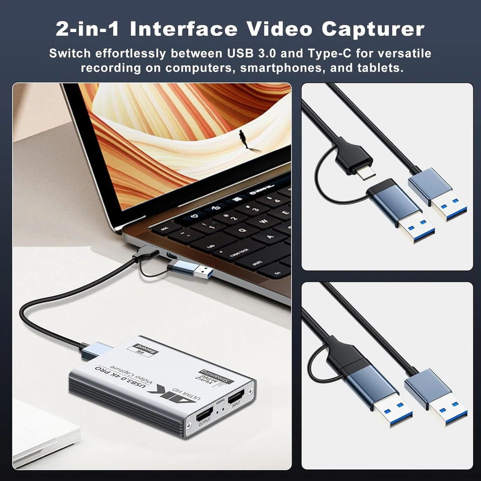 Video Capture Card 1080P Game Capture Recording Compatible Switch/Xbox/PS5/PC - Image 2 of 4