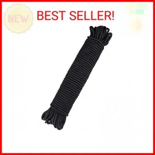 jijAcraft 30M Black Nylon Rope, 1/4-Inch Solid Nylon Line, Black Flagline String