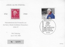 Faksimiledruck Friedrich der Grosse der Markenserie Köpfe von 1926/27