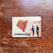 Original ACEO Artwork - Collage Speak Out Fight Back World Peace Stop War OOAK