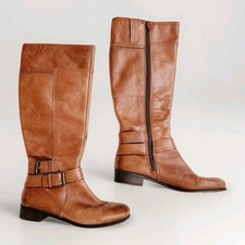NINE WEST Vintage America Vashiza WOMENS Brown Leather KNEE Riding Boots 6.5M