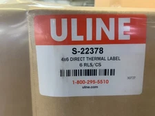Direct Thermal Shipping Labels, 4" x 6" white labels, 6 rolls, Uline S-22378