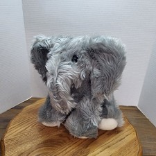 Aurora Plush Gray Long Hair Shaggy Elephant Stuffed Animal Toy 11" Tall