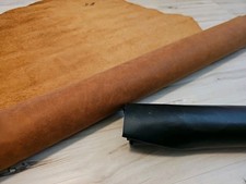 3-4oz VINTAGE ANILINE SADDLE TAN BROWN SOFT LEATHER HIDE PANEL,SHEET,SQUARE 17 s