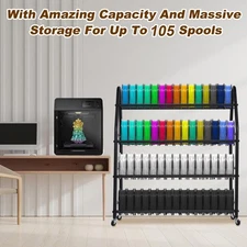 3D Printer Filament Storage Rack - 4 Tier Heavy Duty Metal Shelf Filam New-