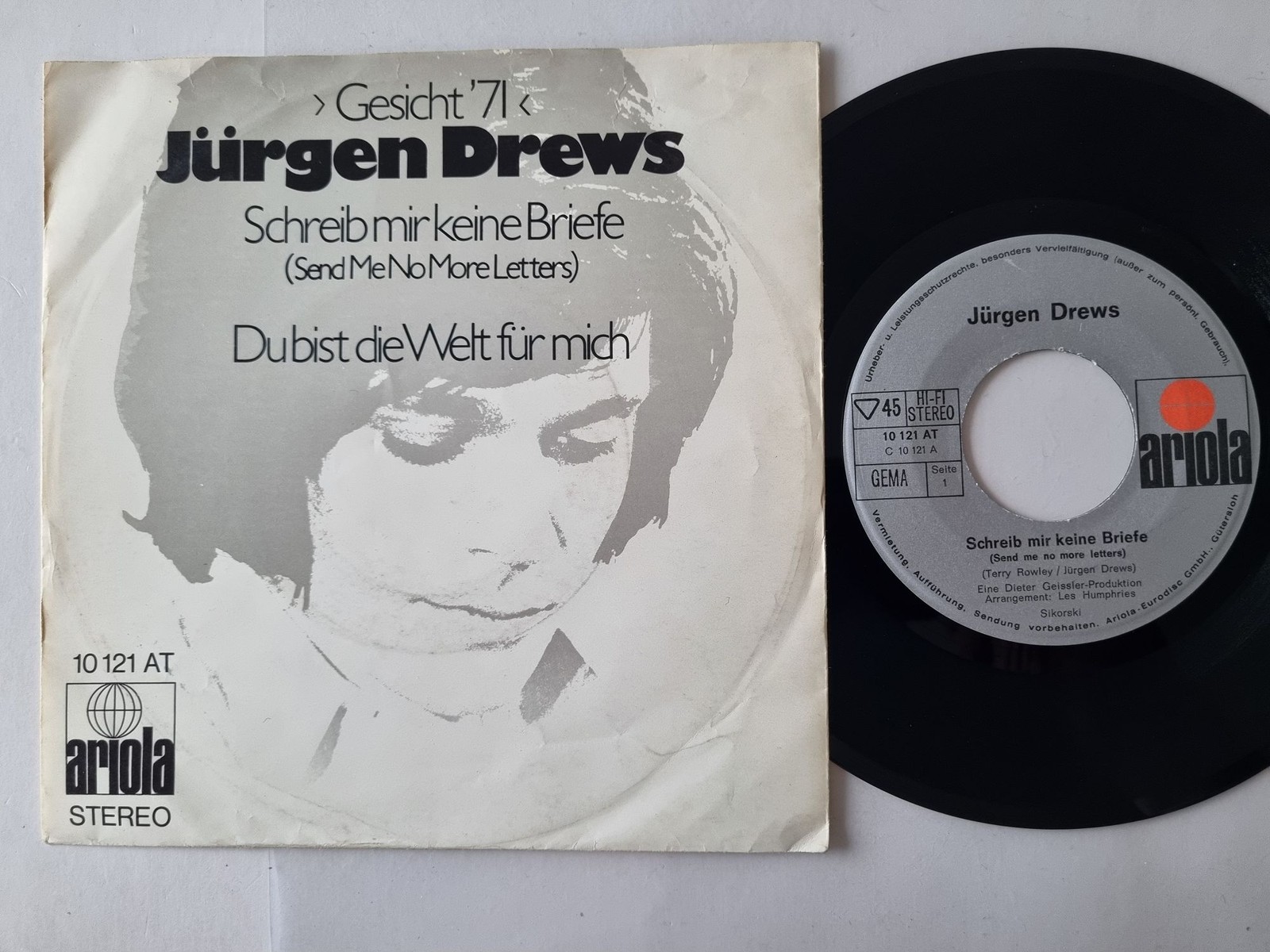 Jürgen Drews - Schreib mir keine Briefe (Send Me No More Letters) 7''/CV Trapeze