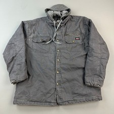Dickies Jacket Mens 2XL Gray Duck Canvas Quilt Lined Hooded Work Wear