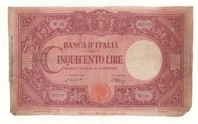 500 LIRE GRANDE C ( B.I ) DECR 21 - 03 - 1946 LUOGOTENENZA - Bild 1 von 2