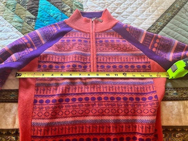 Suéter Pullover Mujer Neve Lana Merino Talla S Naranja/Púrpura 1/4 Cremallera Foto 3 de 4