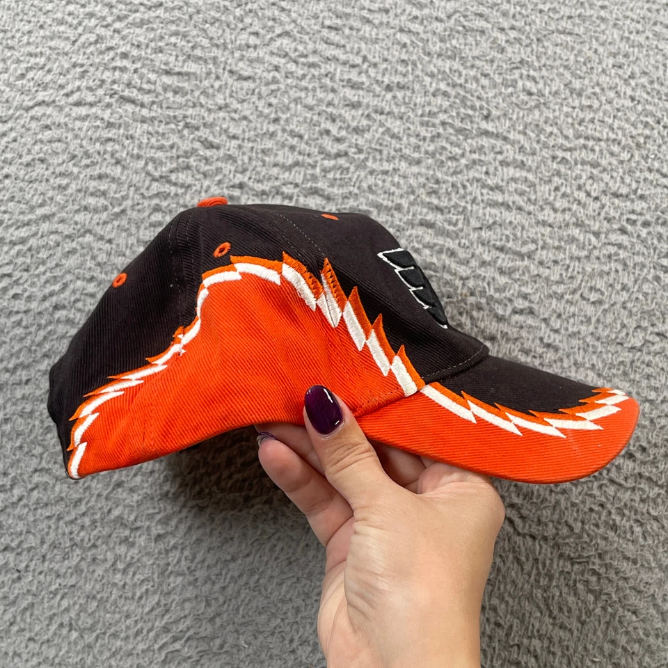 VINTAGE Philadelphia Flyers Hat Cap Big Logo Shark Tooth Adjustable NHL Orange - Image 2 of 4