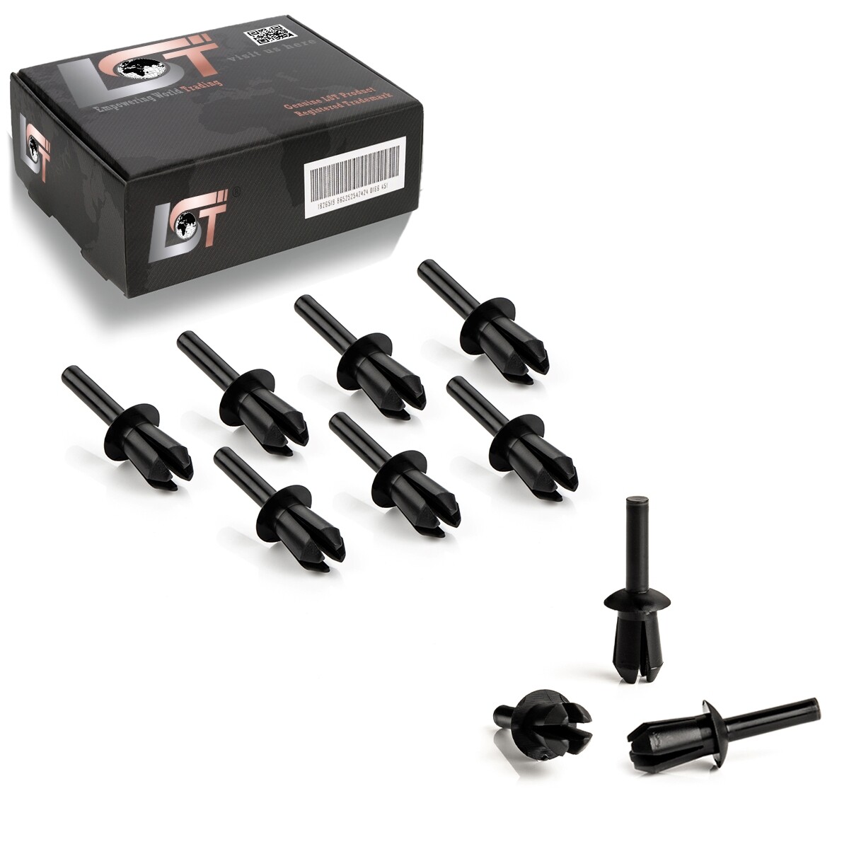 10x Expanding Rivets / Bumper Clips For Opel - Black Plastic Fasteners (LST CL-00484)