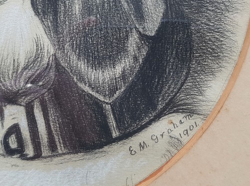 Antiguo retrato de perro original de 1900 enmarcado dorado firmado - Imagen 5 de 5