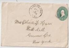 Norton Hill NY CDS 1896 2ct green Entire traget cl (Green Co) (A170)