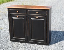Double trash bin cabinet | Wood trash can | Amish handmade | Made in USA
