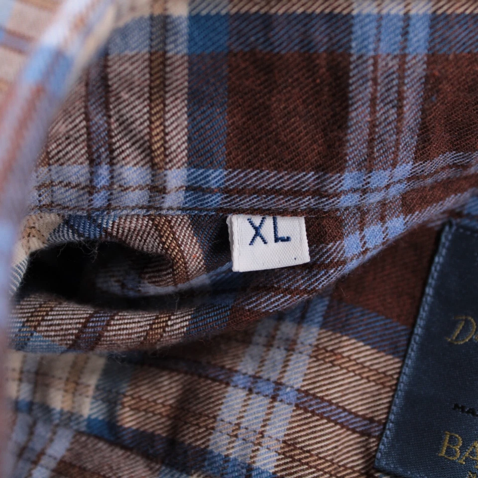 Barba NWOT Casual Button Down Shirt Size XL Brown Flannel 100% Cotton - Image 3 of 4