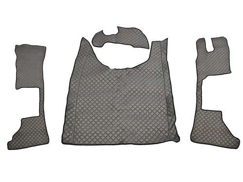 Tapis De Sol Pour Cabine De Camion DAF XG (2022+) - Ensemble 6 Pièces, Cuir Synthétique 10 Mm, Noir Et Beige
