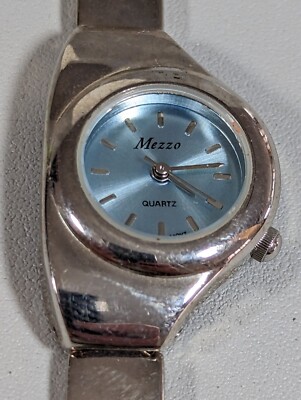 Mezzo Blue Dial Silver Tone Case Link Bracelet Band Watch