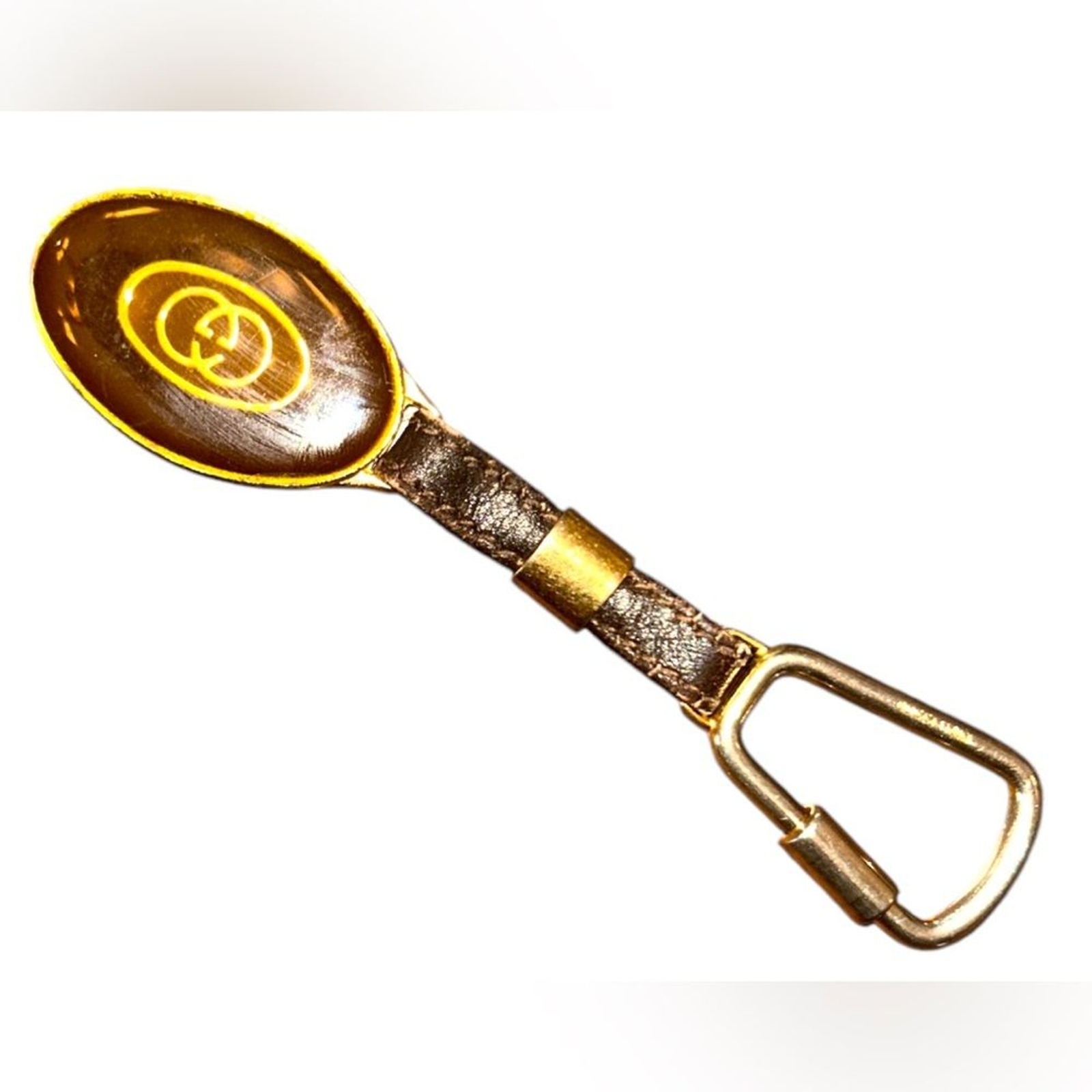 Authentic GUCCI Keyring GP Interlocking Gold Dark… - image 2