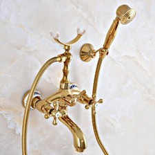 Golden Brass Bathroom Tub Faucet Handheld Spray Shower Mixer Water Tap 2na950