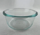 Pyrex 7201R 4 Cup Storage Container Clear 6 1/4" Bowl Blue Tint Lip + 1qt Clear