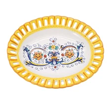 Il Bargello Raffaellesco Deruta Pottery Bowl Lattice Hand Painted Italian 10.5"