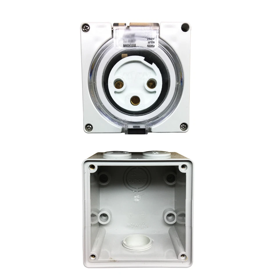 32A AMP 3 Pin Socket Outlet 240V 3 Pin Socket Outlet Round Pin Socket 56 series - Image 2 of 3