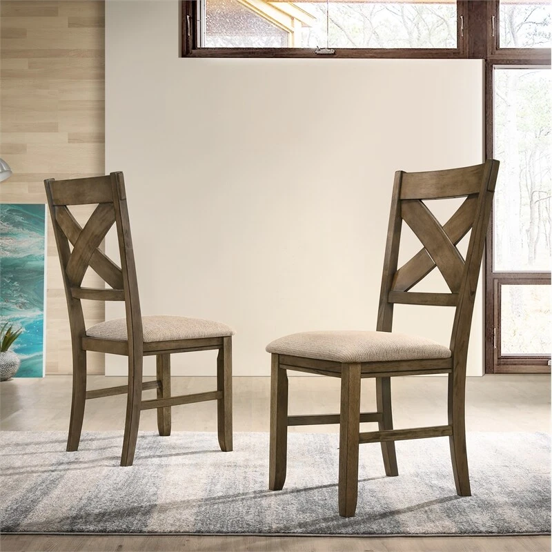 Roundhill Furniture Raven Wood Fabric Upholstered Dining Chair