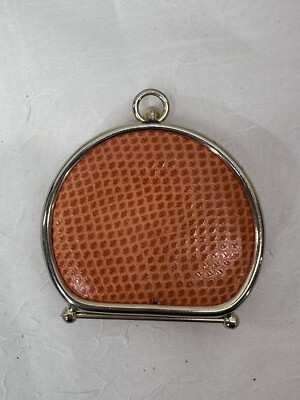 Vtg Saks Fifth Ave Purse Change Orange EXPANDABLE Snap Closure Reptile SPAIN