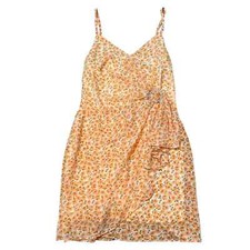 NWT Entro Orange Y2K Micro Floral Print Rhinestone Mini Dress Size Small