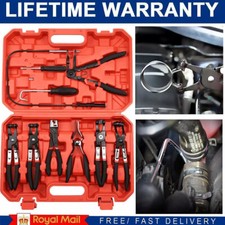 Automotive Flexible Hose Clamp Clip Pliers Set Swivel Jaw Flat Angled Band Tool