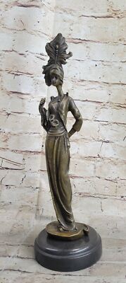 100% Bronze Sculpture Statue Marble Figure Girl Lady Roman Sculpture Artwork NR