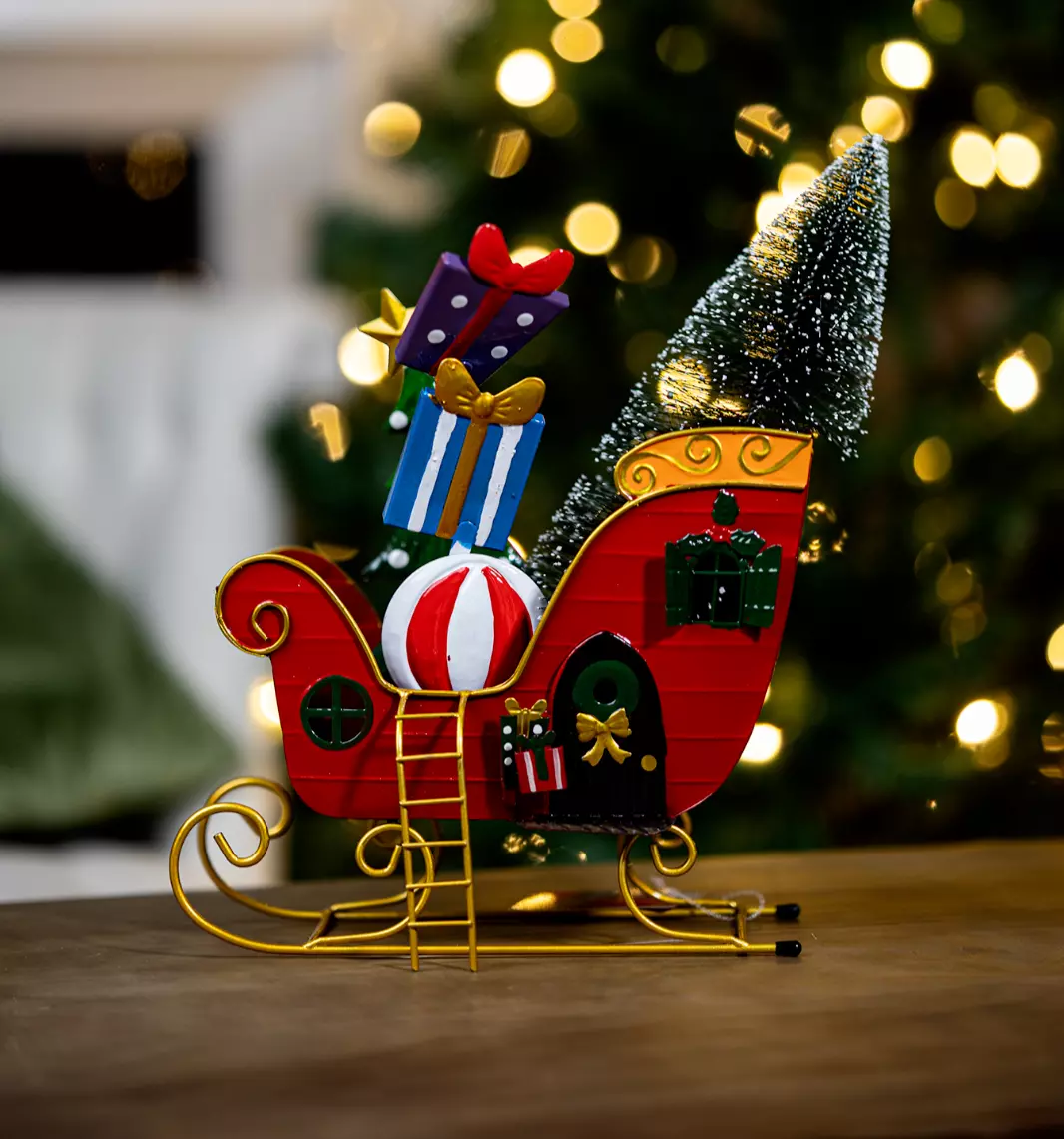 Santa s Sleigh Christmas Decoration Xmas Ornament Festive Red Ornament Home Tree