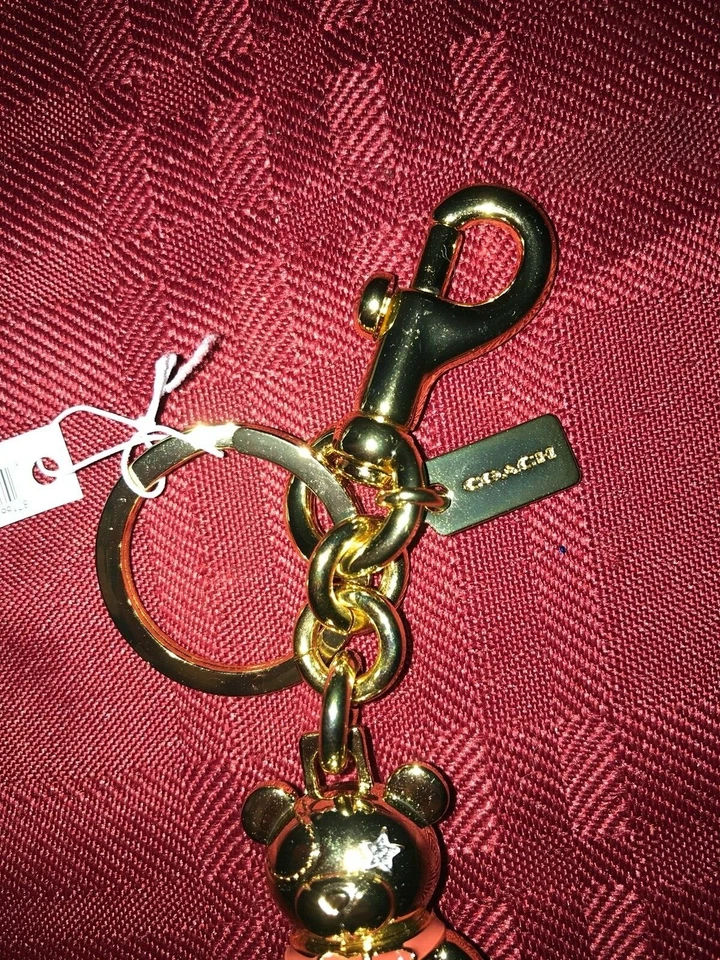 Bolso de Mano Coach 3D Oso de Peluche Latón Dorado Dije Llavero 87166 Nuevo con Etiquetas Foto 4 de 4