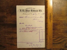 Antique Ephemera 1800s Billhead Richmond VA JB Pace Tobacco Company