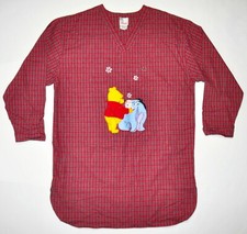 NEW Disney Medium Oversized Winnie The Pooh Eeyore Nightgown Red Plaid Snowflake