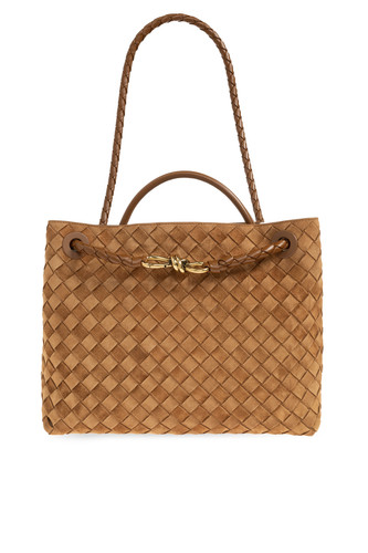 BOTTEGA VENETA Andiamo Medium $5700 Amber Suede Top Handle Bag New & Authentic