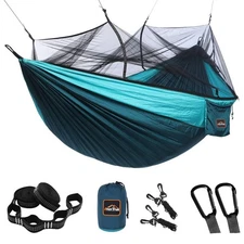 Camping Hammock with Mosquito Net, Double & Single, Lightweight, Portable, Tr...