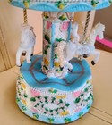 Carousel ORNATE ROTATING MUSIC box Works 3 Horse Merry Go Round Fine Shape  — photo 6